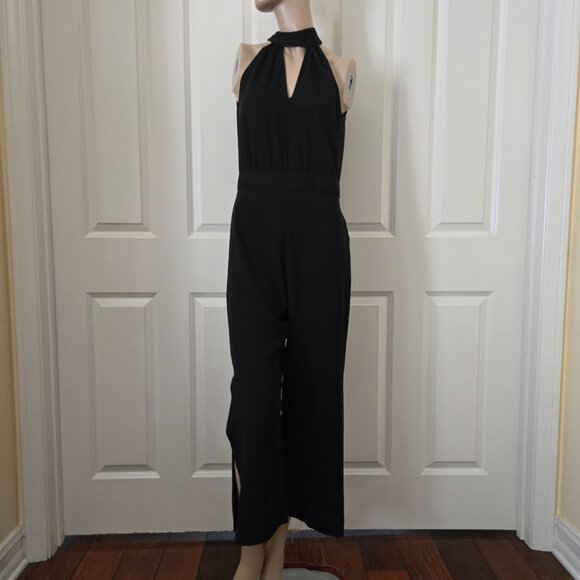 Zara Tie Neck Sleeveless Jumpsuit SZ S Black - Picture 2 of 13